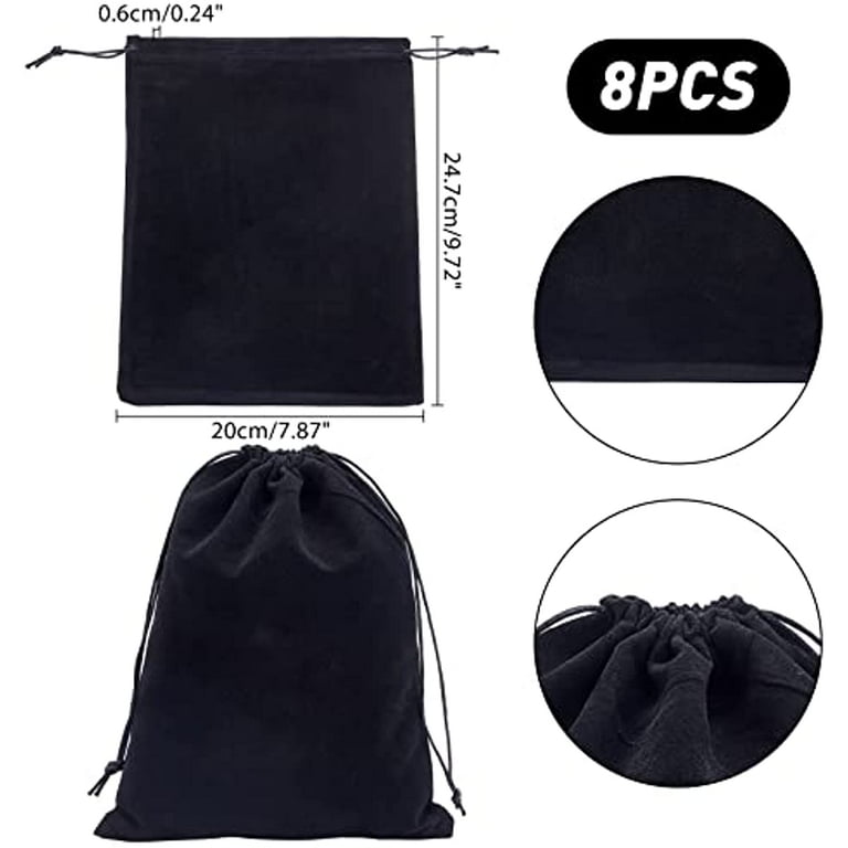 6 Pouches Black Velvet Drawstring Jewelry Bags 3