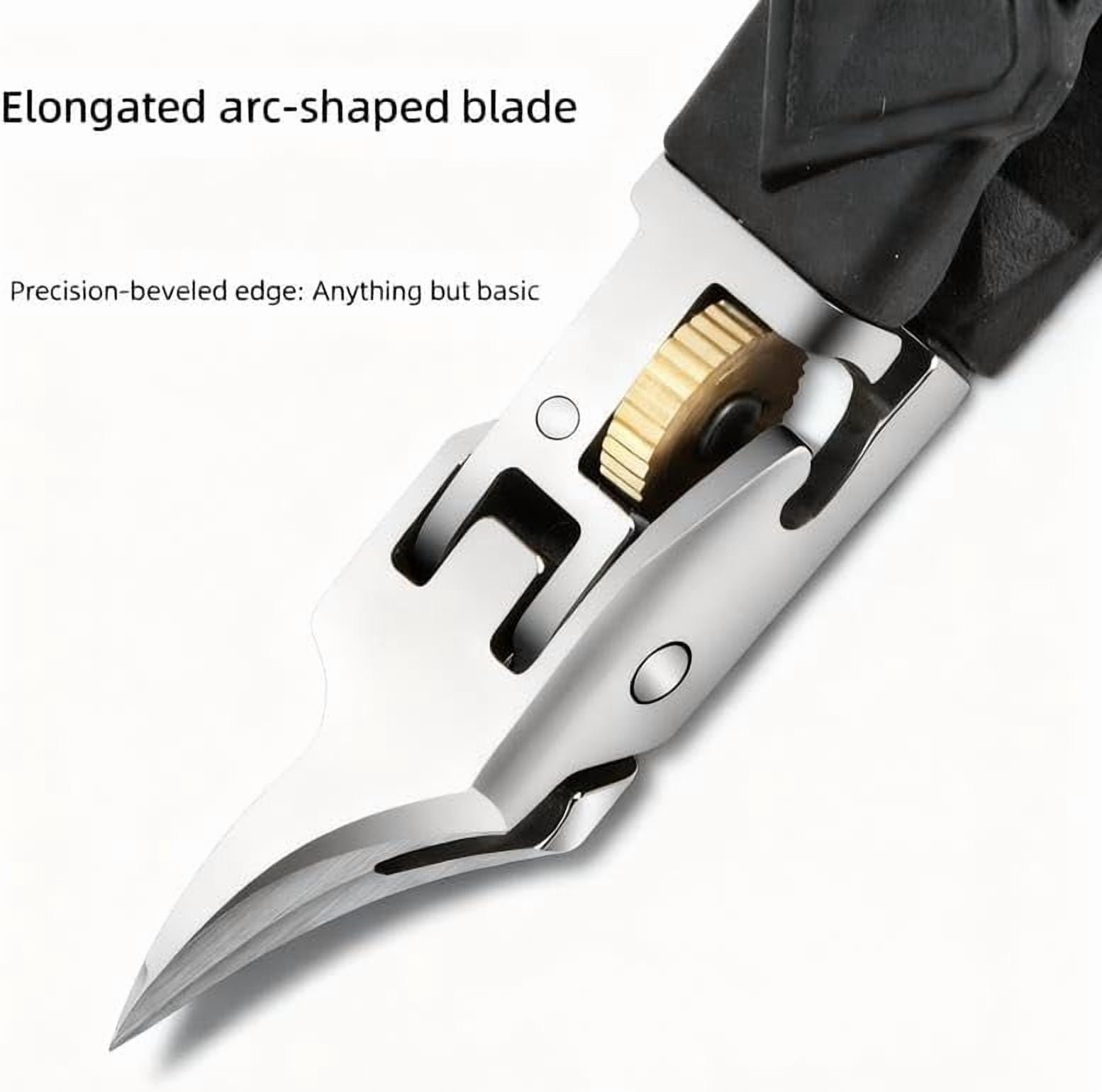 Black Anti-Slip Grip Gear Lock Nail Clipper Set with Ultra-Sharp Tips for Precise Access to Nail Grooves Professional-Grade Manicure Tool for Men Seniors Curved Sharp Blades