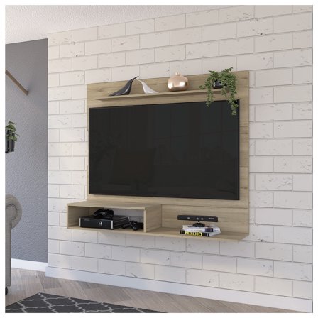 Forest Hills 3-Shelf Floating Entertainment Center, Light Pine Finish