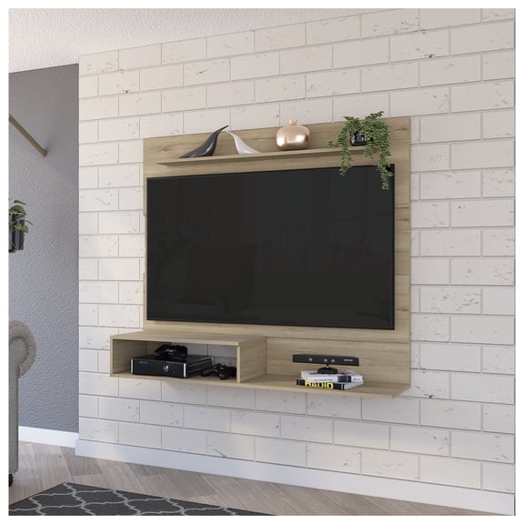 Forest Hills 3-Shelf Floating Entertainment Center, Light Pine Finish