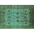 thumbnail image 1 of Ahgly Company Machine Washable Indoor Rectangle Oriental Turquoise Blue Traditional Area Rugs, 8' x 12', 1 of 4