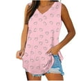 thumbnail image 2 of Plus Size Tank Tops for Women under $5 V-Neck Basic Casual Flowy Summer Sleeveless Print Tank T-Shirt Pink XL, 2 of 5