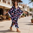 thumbnail image 5 of DISNIMO Butterfly Flower Print Kaftan Dress for Women Plus Size Summer Swimsuit Cover ups V Neck Batwing Sleeve Bathing Suit Coverups Casual Loose Caftan Dresses, 5 of 7