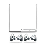MightySkins Skin Compatible With Sony Playstation 3 PS3 Slim skins + 2 Controller skins Sticker Solid White
