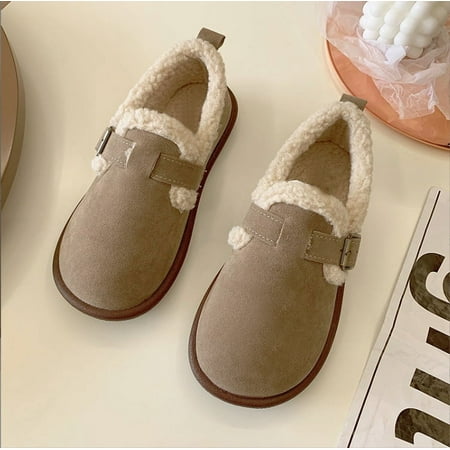 Women S Plush Round Toe Slip on Orthopedic Shoes Warm Fuzzy Lined Casual Soft Sole Shoes Warm Cotton Shoes Fashion Warm Anti Slip Flats Ankle Boot