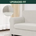 thumbnail image 4 of CHUN YI Stretch 2-Piece Checks Sofa Cover with Cushion Cover Slipcover, Loveseat, Ivory White, 4 of 6
