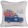 thumbnail image 4 of Jordan Manufacturing 18" x 18" Multicolor Hello Flower Truck Square Reversible Decorative Throw Pillow with Welt, 4 of 5