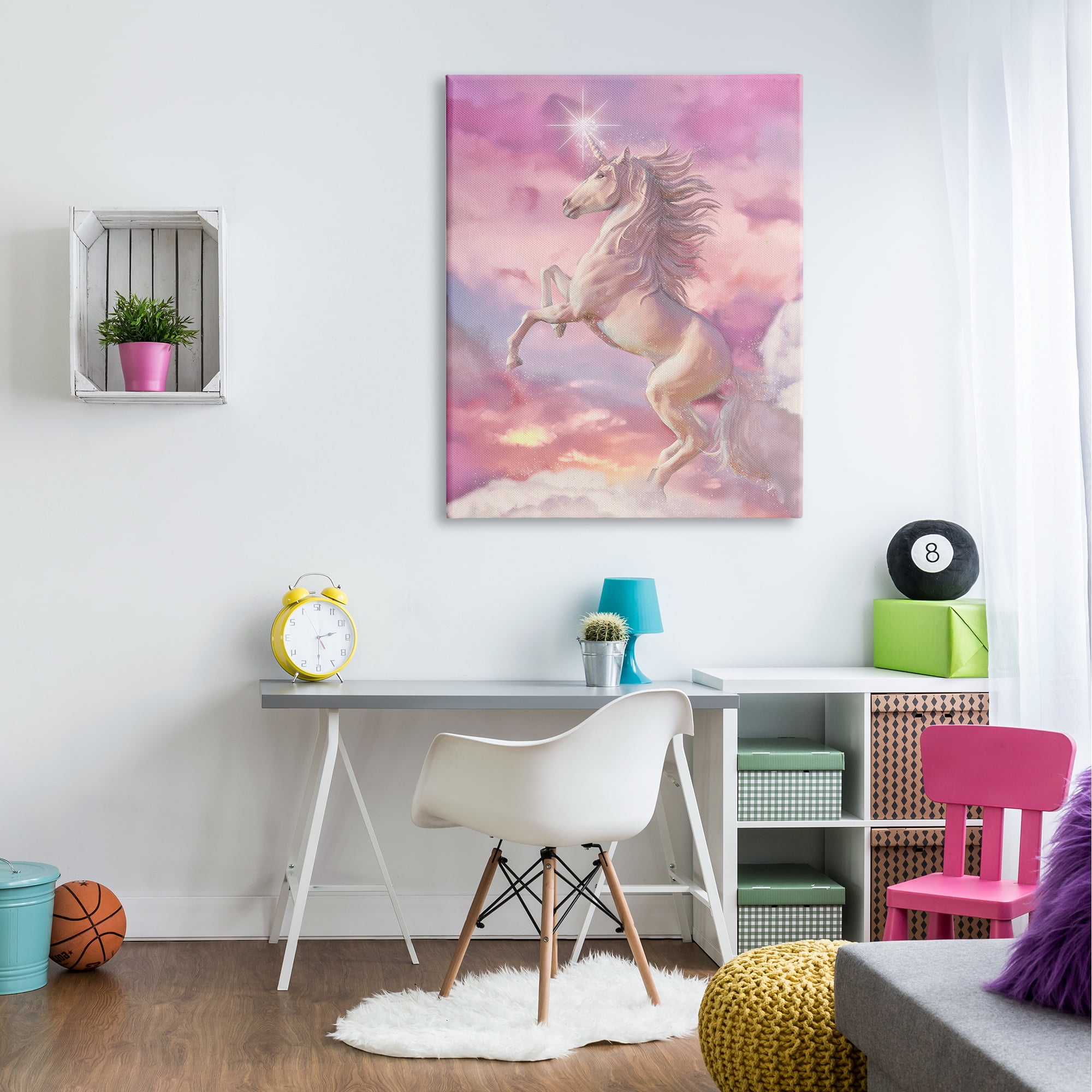 Stupell Industries Beautiful Sunset Unicorn Pink Clouds Fantasy Illustration , 36 x 48, Design by Ziwei Li