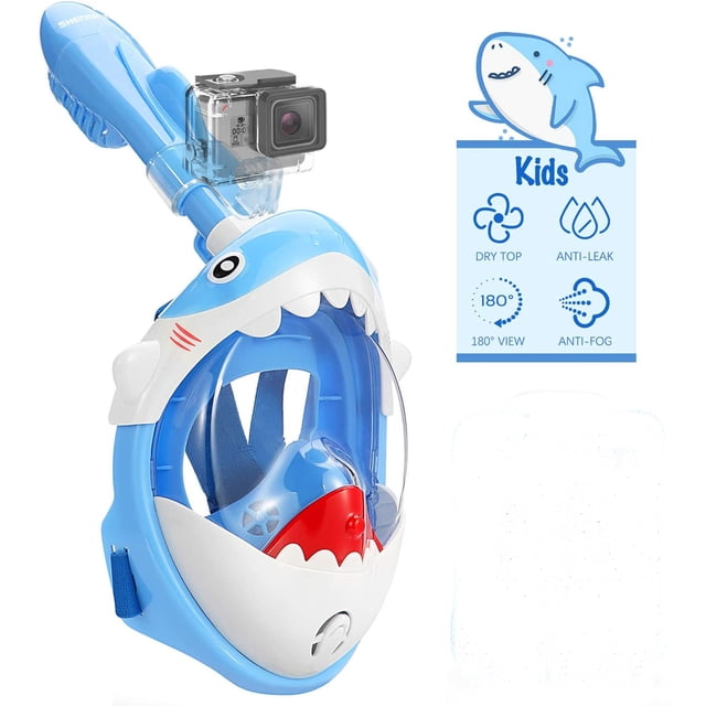 Máscara de buceo máscara facial completa para niños, con tecnología antivaho y antifugas, campo de visión de 180 °, máscara de snorkel, máscara de buceo plegable, Xemadio WL-00548