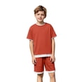 thumbnail image 4 of MAIHAN Boy Summer Clothes Soft Comfy 2 Pieces Sets T-Shirt and Shorts Cotton Summer Outfits Sets(Red,12-13 Years), 4 of 4