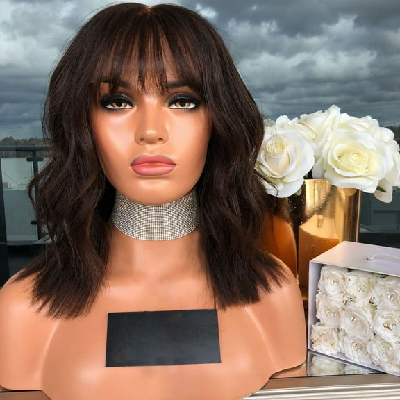 DOPI Human Hair Wigs For Women Black Color Natural Lace Hair Women's Short Black Curly Bobo Wig Brazilian Full Wig Bob Wave