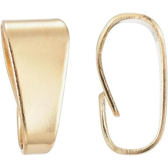 10 Pcs Snap on Bails 304 Stainless Steel Real 24k Gold Plated Hook Pendant Clasps Pinch Clips Bail Pendants Chain Connectors for DIY Neckalce Jewelry Craft Making 7x3.5x3.2mm Hole: 6x3mm