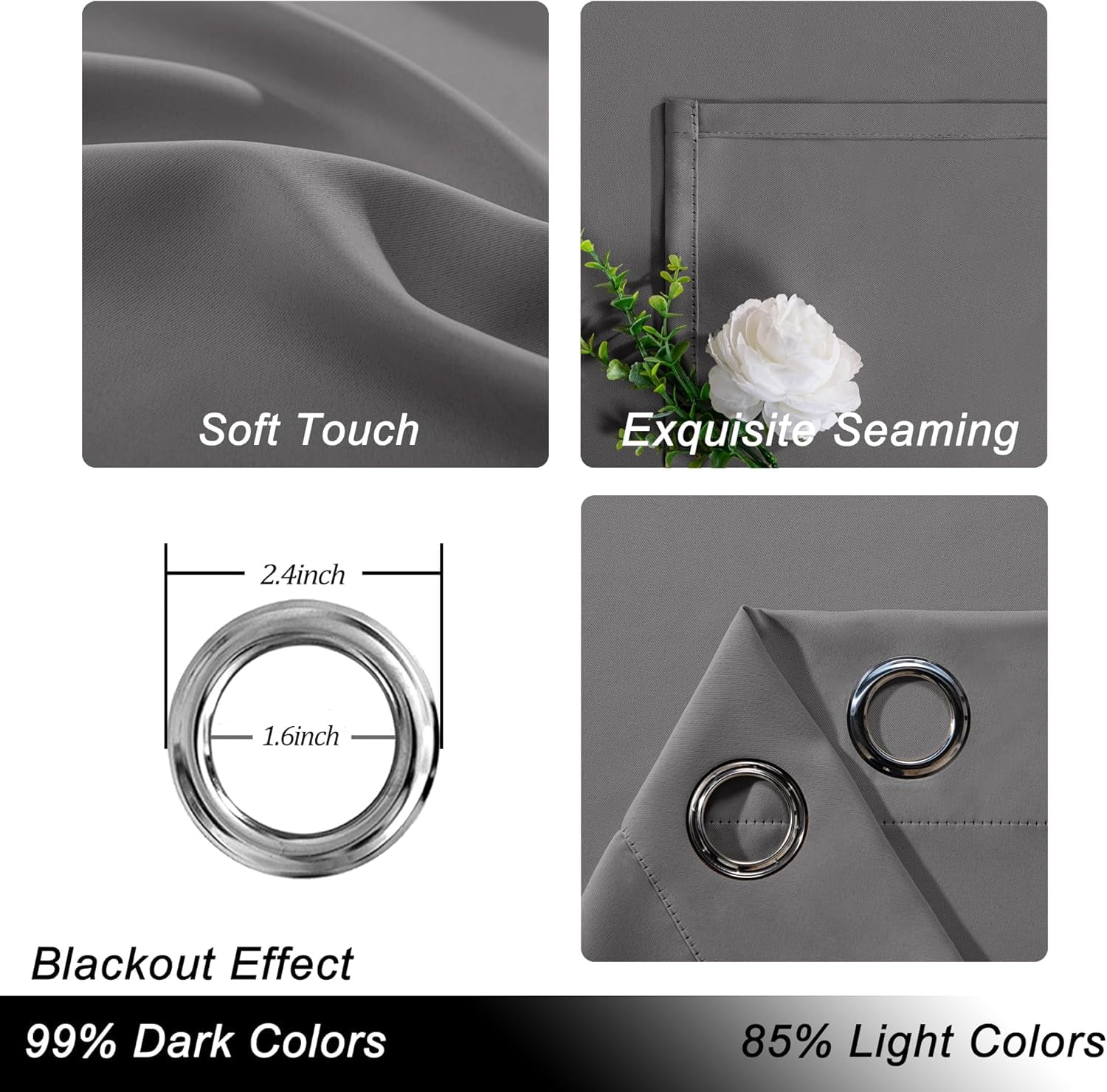 XWZO Sliding Door Curtains 80"W x 84"L, Grommet Privacy Room Divider for Bedroom Living Room, Extra Wide Thermal Blackout Curtains for Patio Sliding Glass Door, 1 Panel, Grey