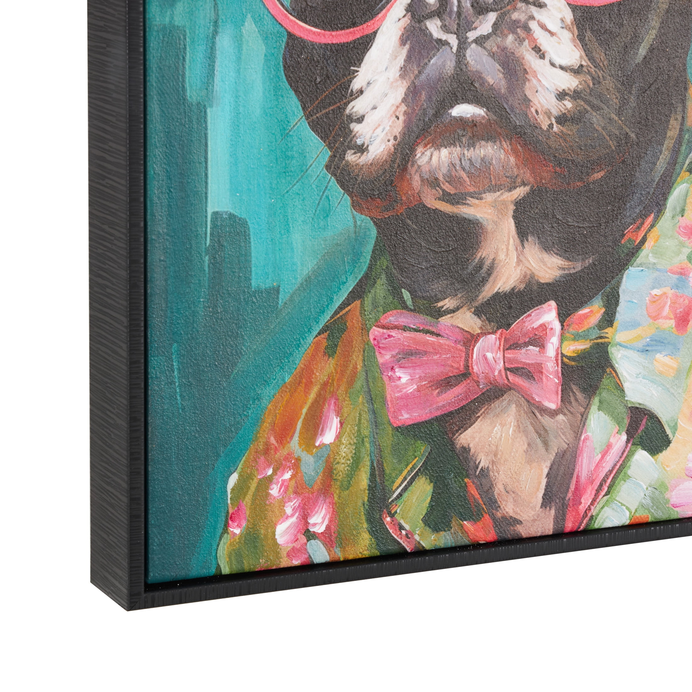 13" x 17" Chic Dog Framed Wall Art with Glasses and Bow Tie, by DecMode (2 Count)