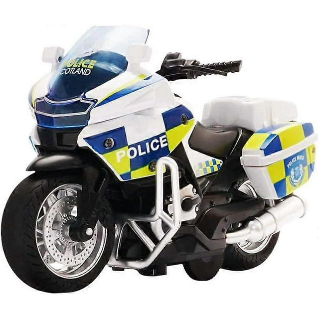 Motorcycle Toys For Boys Friction Powered Play Toy Motorbike Push And Go Motorcycle With Sound, White