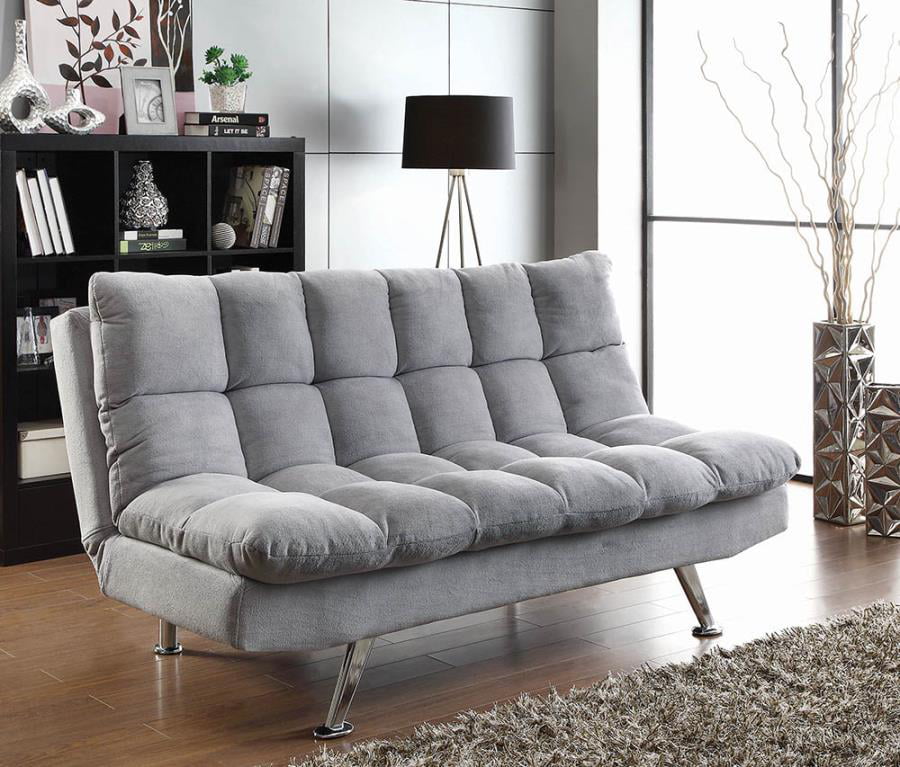 Transitional Dark Grey and Chrome Sofa/Couch Bed - Walmart.com
