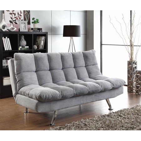 Transitional Dark Grey And Chrome Sofa Couch Bed Walmart Com