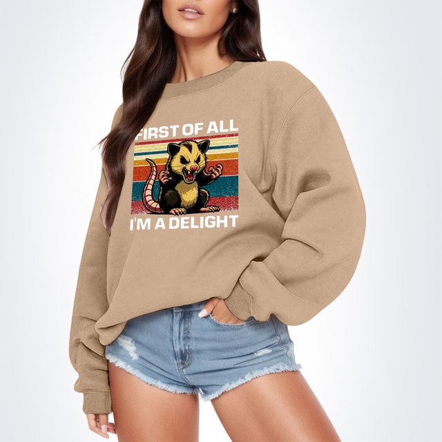 TINZ Chandails Imprimés Automne et Hiver pour Femmes Haut Usé Chandails Graphiques pour Femmes T-Shirt Coloré