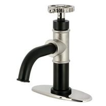 Kingston Brass KSD2826CG Fuller One-Handle Single-Hole Bathroom Faucet with Deck Plate and Push Pop-Up Drain, Matte Black/Polished Nickel