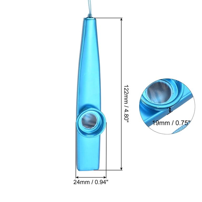 Uxcell Blue Kazoo Musical Instrument Aluminum Alloy with Flute