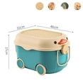 thumbnail image 1 of Caja De Almacenamiento De Juguetes Caja De Almacenamiento De Juguetes Multiusos Cubierta De Pato Lindo Caja De Organización De Ropa De Plástico Con Rueda Para Niños ANGGREK Azul (Medio), 1 of 1