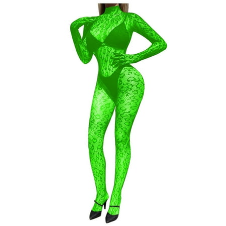 Xiaoxatg Womens Lingerie Sexy Women s Solid Color Sexy See Through Mesh Long Sleeve Mesh Stockings Satin Chemise Lingerie for Women plus Size