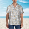 thumbnail image 2 of Fuzoiu Daisies Flowers Print Hawaiian Shirt for Men, Summer Beach Casual Short Sleeve Button Down Shirts, Men’s Beach Summer Shirts with Pocket,Medium, 2 of 7