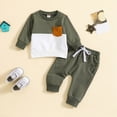 thumbnail image 2 of TOWED22 Toddler Boys Fall Outfit Baby Winter Clothes Long Sleeve Crewneck Sweatshirt Pants Set Color Block Sweats(Blazer,6-12 M), 2 of 6