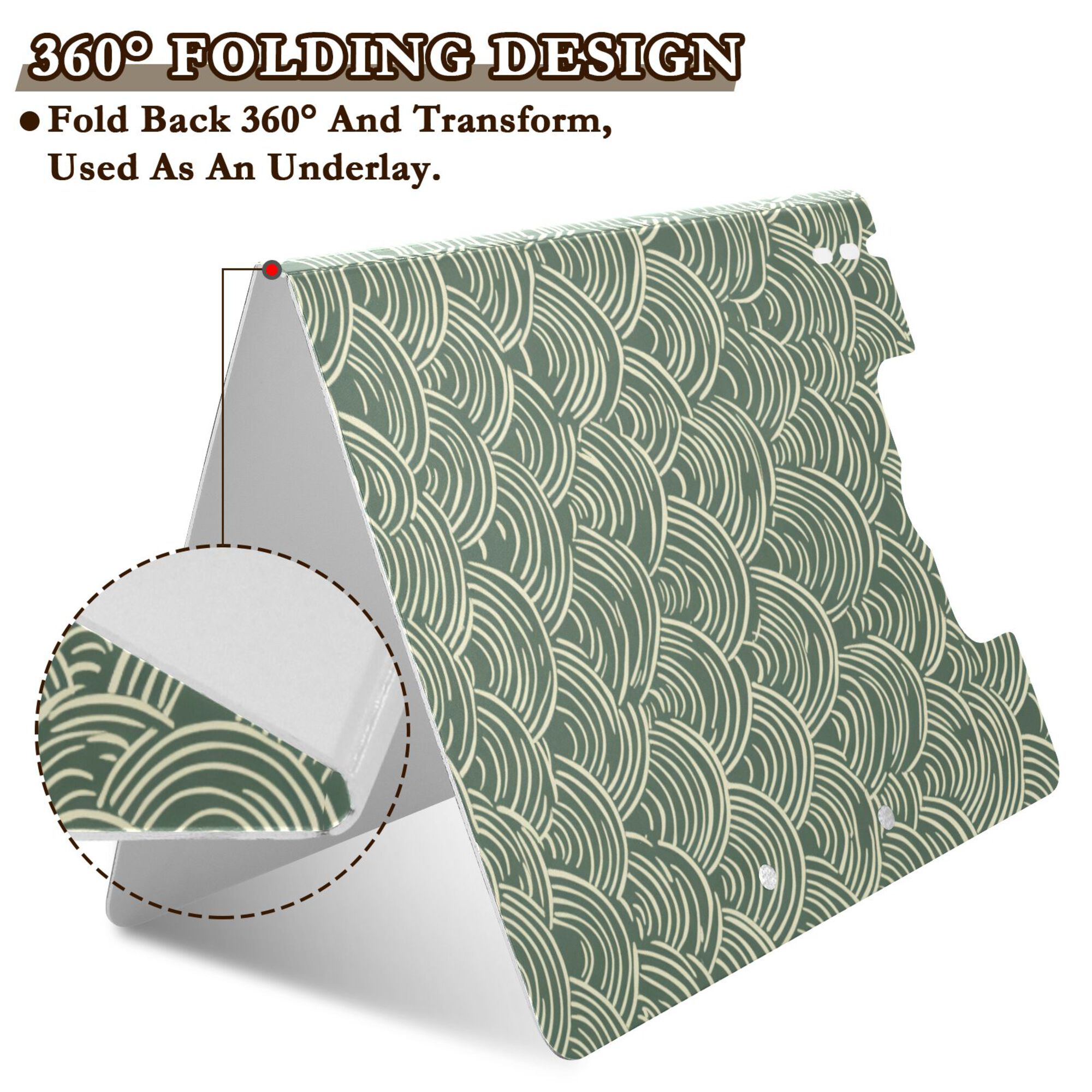 FORMRS A4 Clipboard Folder with Pen Holder Horizontal Foldable School Office Binder, Retro Green Abstract