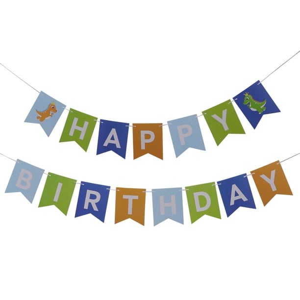 KAKOWELY Pancarta de papel de feliz cumpleaños para bebé, serpentina de cola de pez con temática de dinosaurio, decoraciones navideñas para fiesta