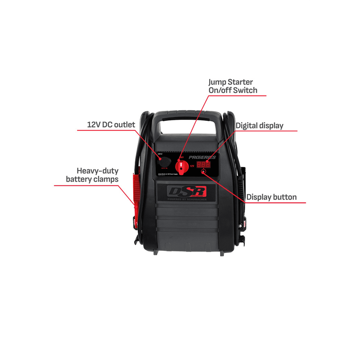 Schumacher Electric DSR Pro 2000A Heavy-Duty Car Battery Jump Starter and Portable Power Station, For 12V Automotive and Marine Batteries, DSR168