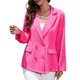 thumbnail image 1 of Chaqueta de traje para mujer, cuello vuelto, doble botonadura, Color puro con bolsillos, manga larga, chaqueta de traje de oficina informal, rosa rojo M, 1 of 7