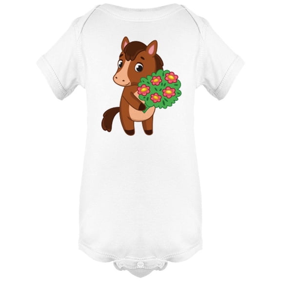Cute Funny Pony With Flowers Bodysuit Infant -Image by Shutterstock, Newborn