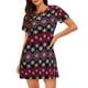 thumbnail image 1 of Easygdp red Minimalist Snowflake Camisón de manga corta para mujer, informal, estampado, 1 of 6
