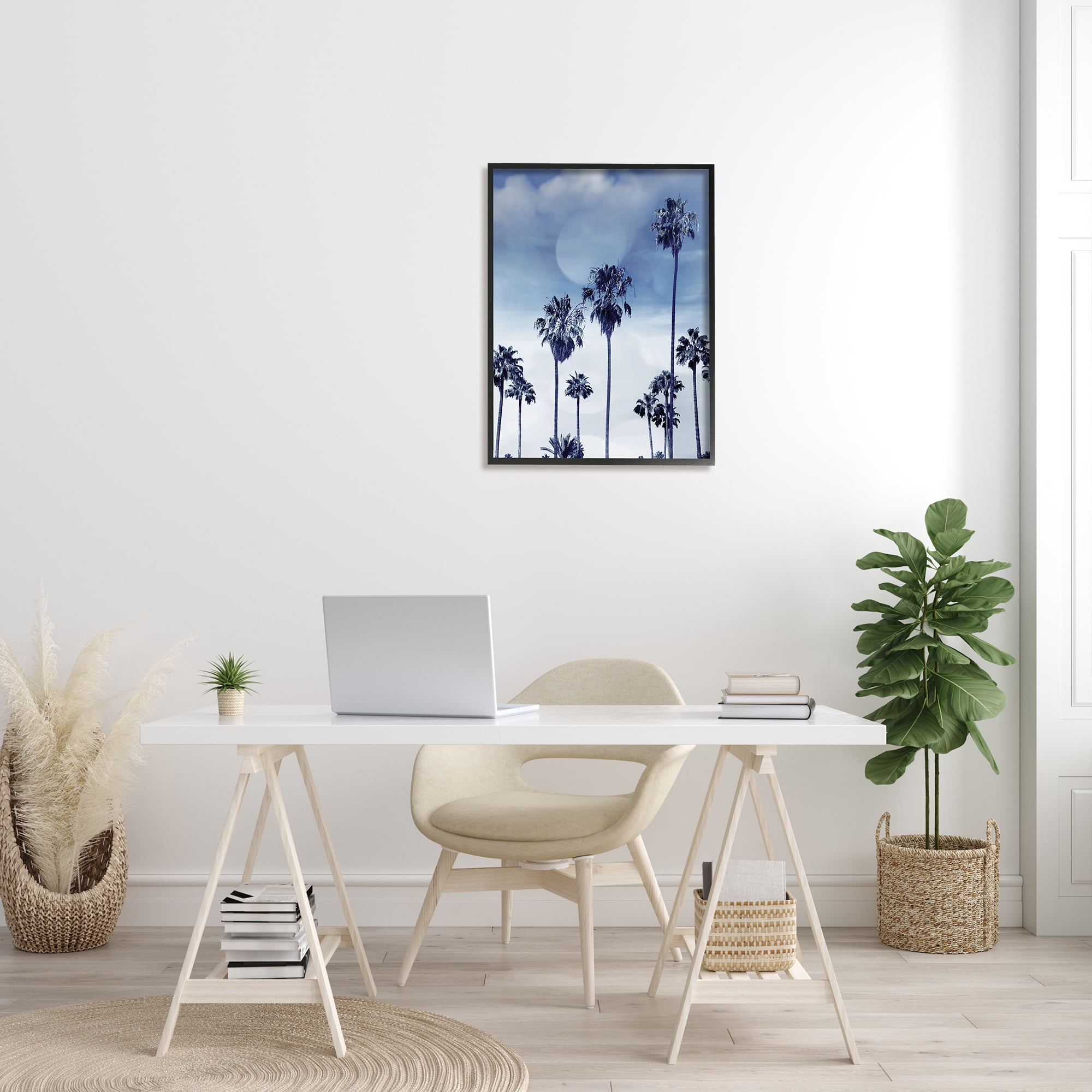 Stupell Industries Tall Tropical Pine Trees Monochromatic Blue Landscape, 24 x 30, Designed by Devon Davis