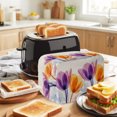 thumbnail image 3 of Toaster Cover 2 Slice, Tulip Flowers Dustproof Bakeware Oven Protector with Top Hook, Orange Purple Pastrol Floral Spring Waterproof Small Kitchen Appliance Toasters Dust Cover, 12"x7.5"x8", 3 of 9