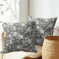 thumbnail image 5 of Vintage Floral Pillow Covers 16x16 Inch Set of 2 Rustic Gray and White Outdoor Decorative Throw Pillows Chinoiserie Flower Toile Pillowcases Cushion Covers for Couch Home Decor, 5 of 6