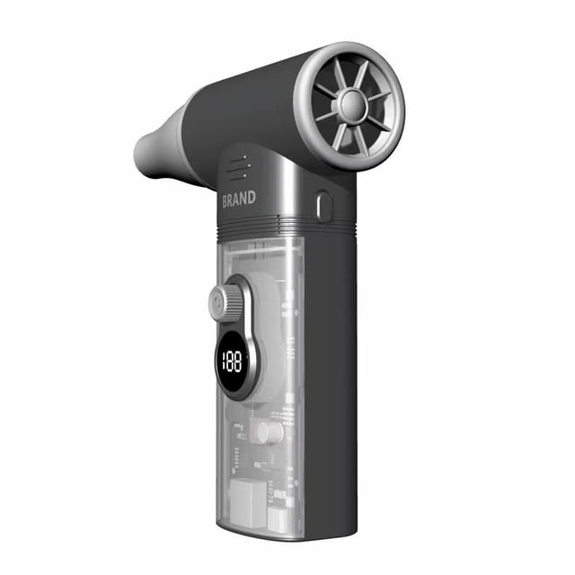 Mistaha Portable Turbo Fan with High Speed and Power Bank Function for Outdoor Camping - Aluminum ABS Construction, Variable Wind Speed, LED Lighting - Grey Color, 10000mAh Battery, Compact Design