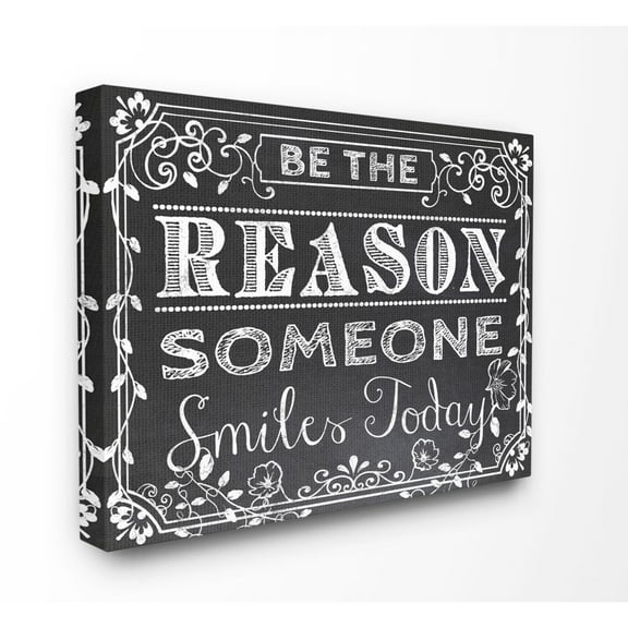 Stupell Industries Black and White Inspirational Word Chalk Drawing Design Canvas Wall Art by ALI Chris