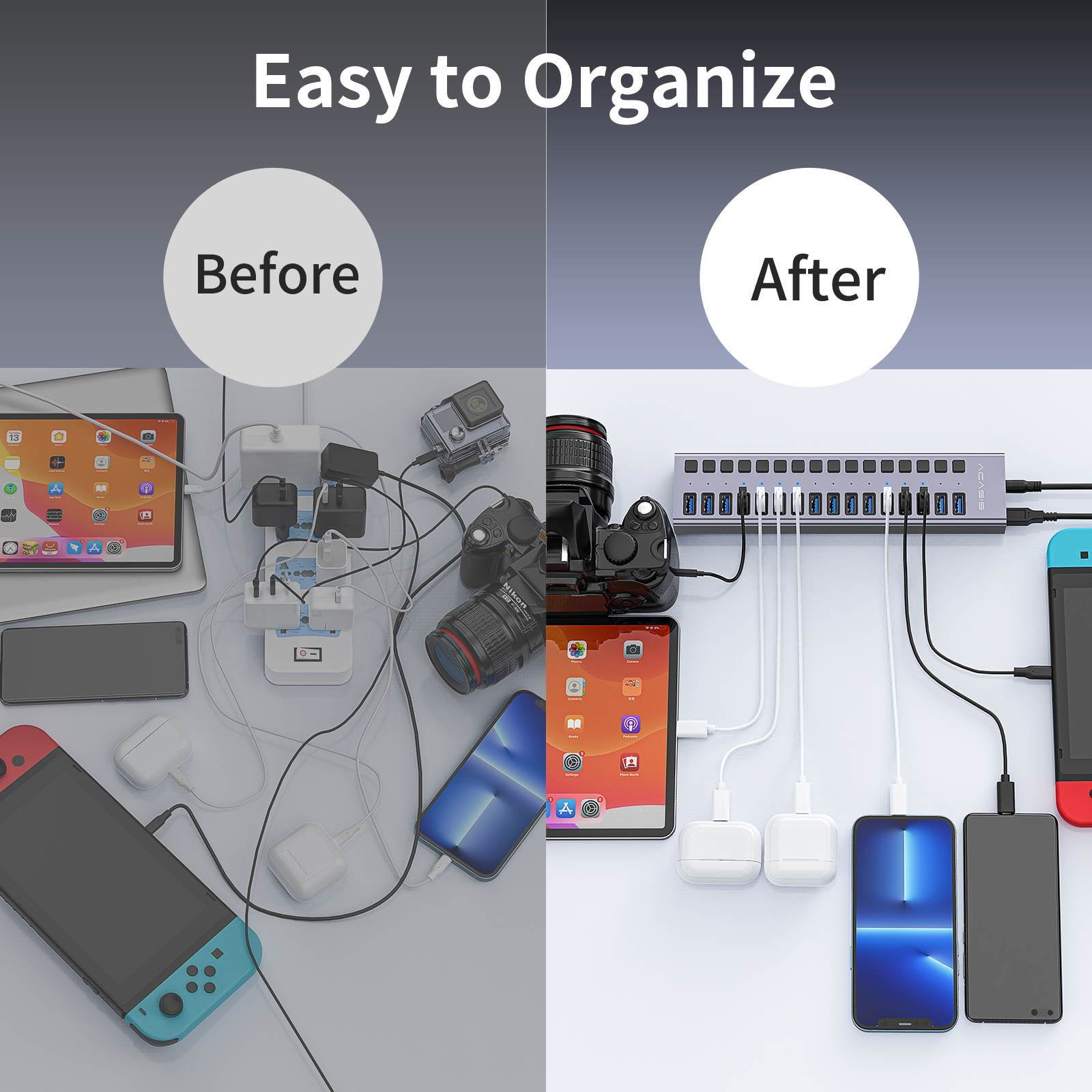 ACASIS 16 Ports 90W USB 3.0 Hub, Aluminum Housing, Individual Switches, 12V/7.5A Adapter, 5Gbps Speed