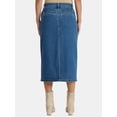 thumbnail image 3 of Time and Tru Women's Denim Midi Utility Skirt, Sizes 0-20, 3 of 5