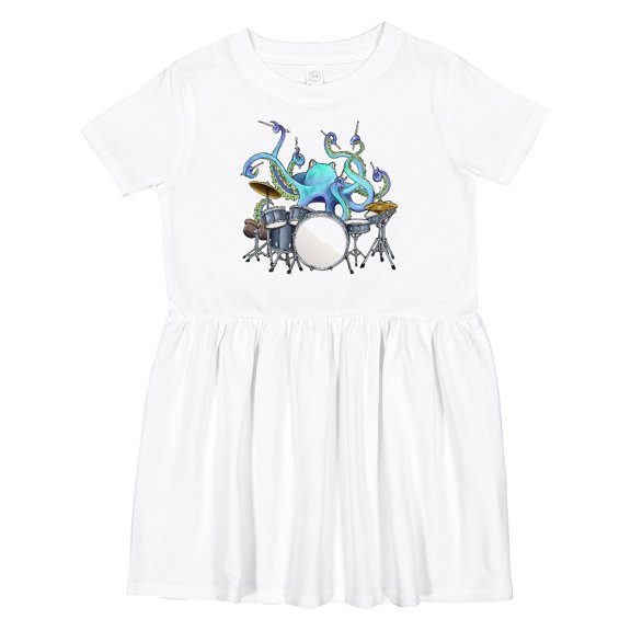 Inktastic Cute Blue Octopus Drumming Girls Toddler Dress