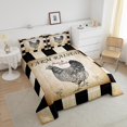 thumbnail image 3 of Funny Rooster Comforter Set Full Size, Farm Animal Bedding Set Chicken Gifts For Chicken Lovers, Rustic Farmhouse Duvet Insert Black White Buffalo Plaid Down Comforter With 2 Pillow Cases, 3 of 6