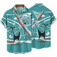 thumbnail image 1 of Men Short Sleeve Tops Hawaiian Beach T Shirt Button Down T-shirt, 1 of 2