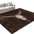 thumbnail image 2 of 8'x10' Area Rugs, Longhorn Skull Indoor Outdoor Area Rug for Living Room Bedroom, Boho Brown Distressed Wooden Washable Bathroom Rugs Kitchen Floor Carpet Mats Home Decor Aesthetic, 2 of 8