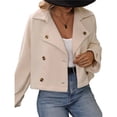 thumbnail image 1 of Gabardina Corta para Mujer, con Doble Botonadura, Larga, para Trabajo, Oficina, Negocios, Informal, Otoño. Albaricoque XL, 1 of 9