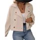 thumbnail image 1 of Gabardina Corta para Mujer, con Doble Botonadura, Larga, para Trabajo, Oficina, Negocios, Informal, Otoño. Albaricoque L, 1 of 9