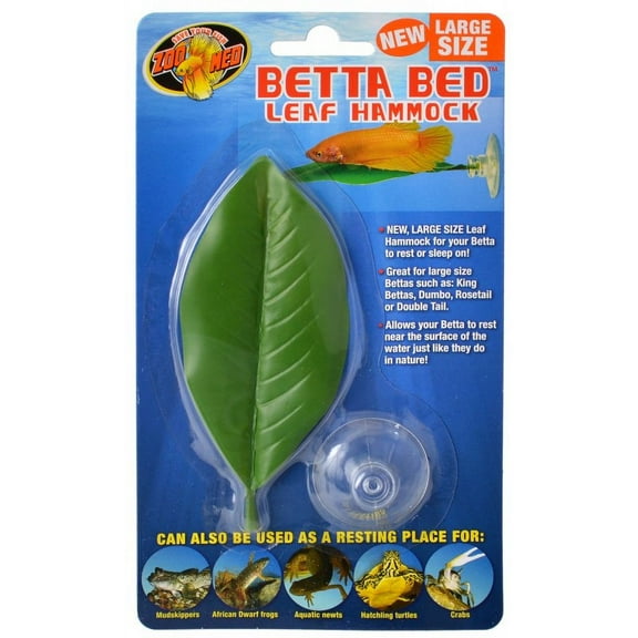 Zoo Med Betta Bed Leaf Hammock for Bettas to Rest On [Habitat, Aquarium Supplies] Large - 1 count