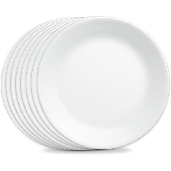 JHLMM Vitrelle 8-Piece Dinner Plates Set Frost White Lightweight Strong Glass