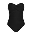 thumbnail image 4 of Hilor Women's Bandeau One Piece Swimsuits Front Twist Swimwear Ruched Bathing Suits Tummy Control, 4 of 8